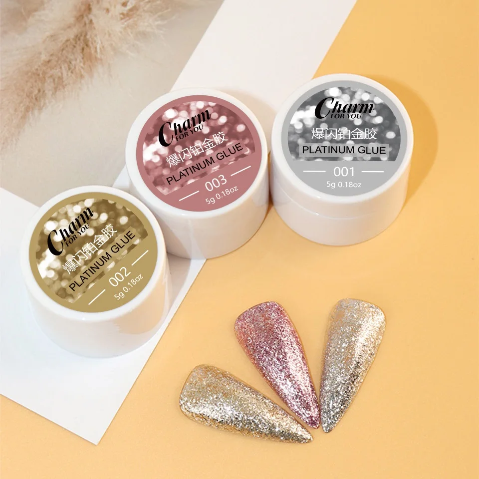 Платиновый клей 4 вида цветов цветной гель для лака ногтей