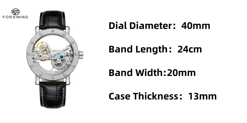 FORSINING Bridge Skeleton Mens Watches Automatic Self Wind Mechanical Leather Band Wrist Watch