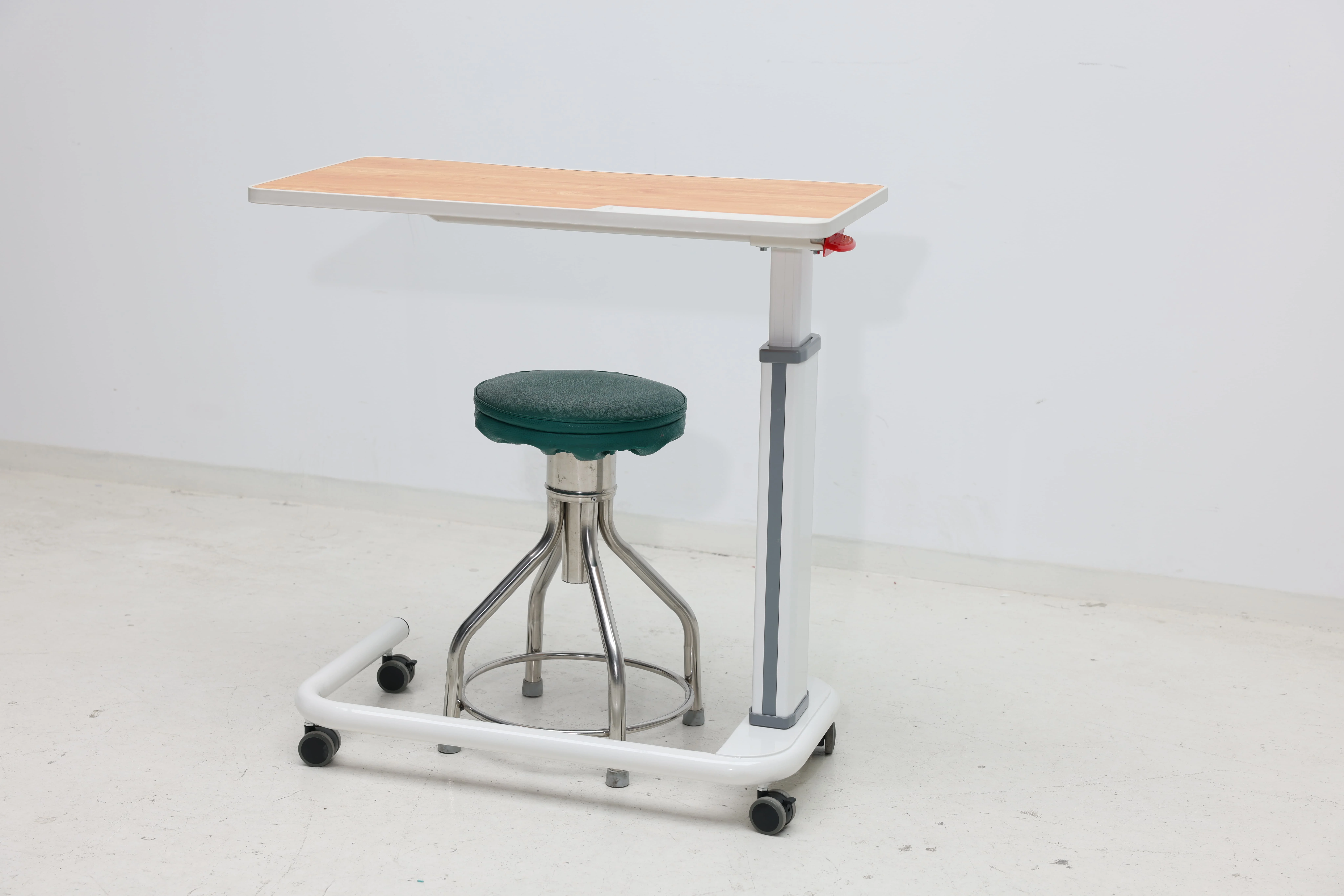 Clinical Modern ABS Over-Bed Table Fireproof Surface Height Adjustable Hospital Hotel Mall Supermarket Commercial Use Patient 4