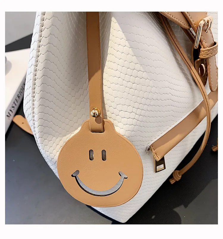 Source All-match lady fashion Snakeskin pattern backpacks small smiley face  woman backpack bag on m.