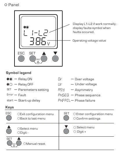 Reletek Digital Three Phase Voltage Monitoring Relay Phase Control 