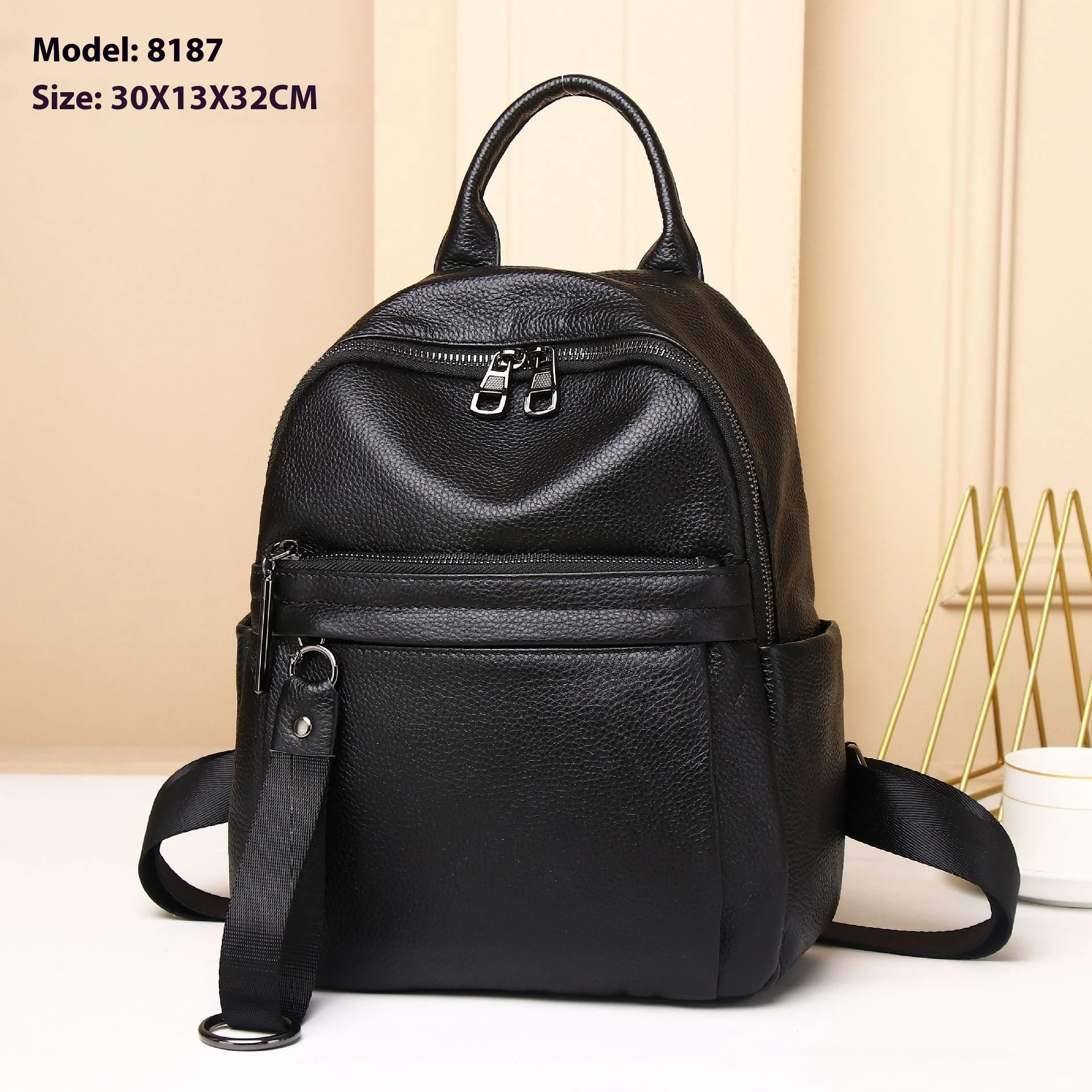 designer genuine leather anti theft backpack Vintage Small, Brown 2 zip pockets 2 side open pockets Inside Large Capacity Fashion Leather Anti-Theft