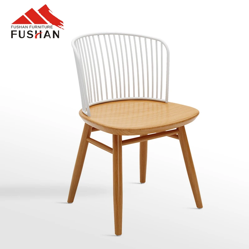 cafe shop restaurant furniture Metal wood grain nordic design dining room chair for Middle backrest