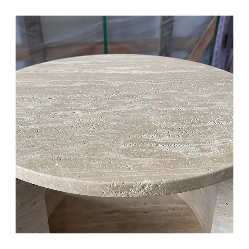 product high quality modern wabi sabi style advanced sense travertine stone coffee table for bedroom living-1