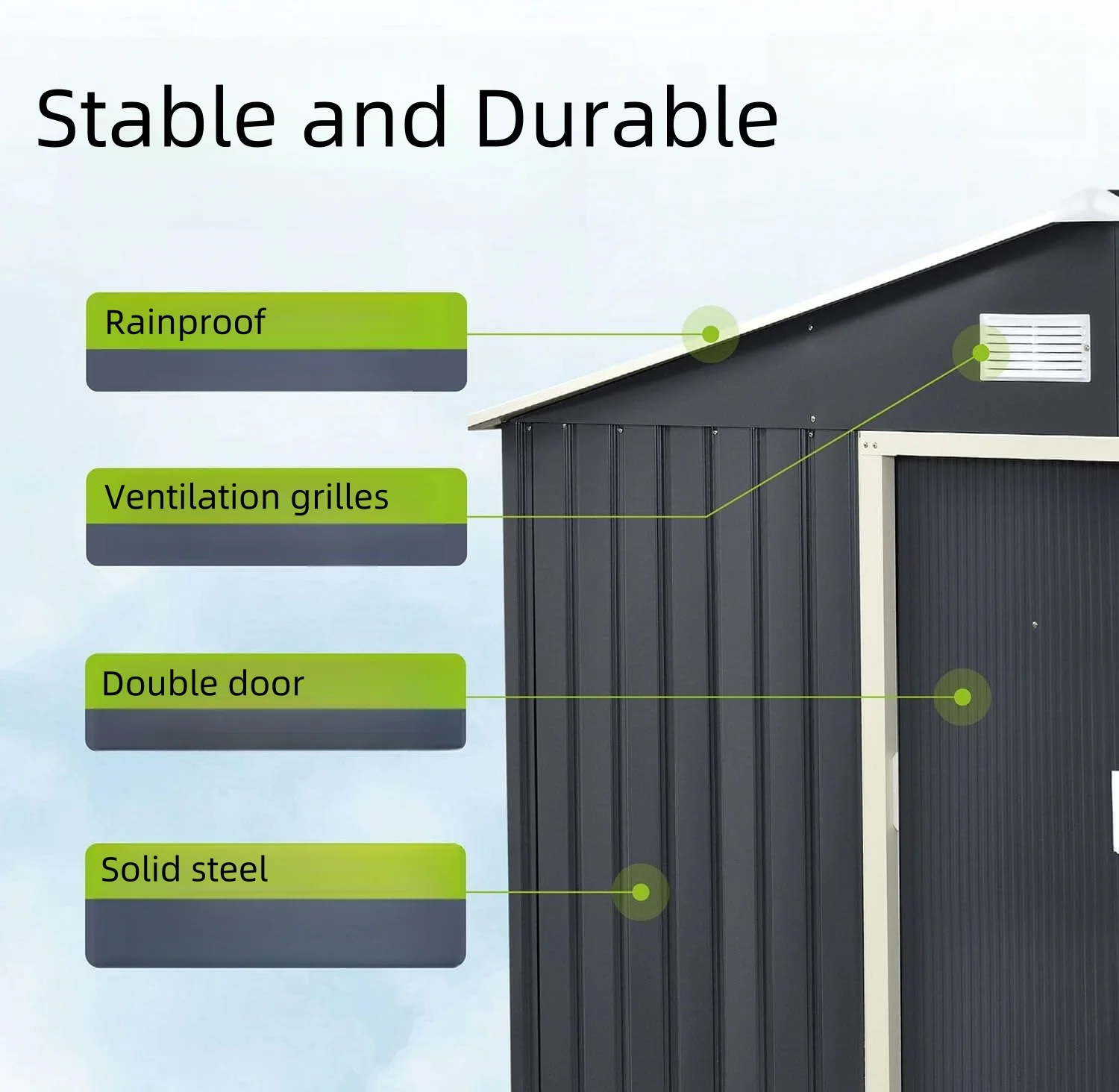 Garden House Tool Shed Metal Tool with Gable Roof and with Sliding Door  Storage House for Europe