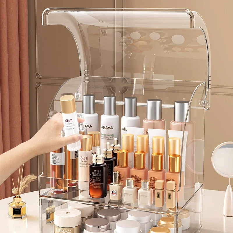 Choice Fun Large Capacity PET Plastic Desktop Organizer Cosmetics Storage Rack & Display Rack Lipstick Skincare Dressing Table