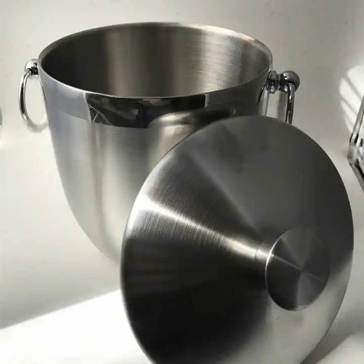 Double Wall Insulated Ice Bucket Bartender Ice Cube Holder Stainless