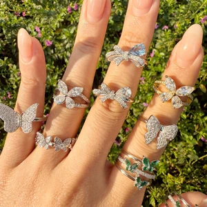 Butterfly Lab Diamond Women's Rings Light Luxury Platinum Plated White Gold Trendy Ins Hipster Custom Anniversary Jewelry Cross