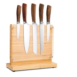 Магнитный Универсальный держатель для ножей подставка из бамбука кухонных приборов витрина с акриловым