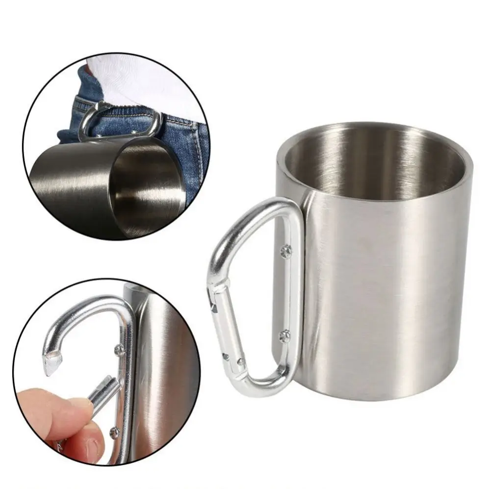 Steel Camping Coffee Tea Bear Traveling Aluminium Hook Double Wall Stainless Mug 