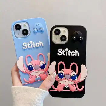 Cute silicone stitch cartoon phone back cover for iphone 11 12 13 14 15 pro max silicone case for girls  estuche de silicona