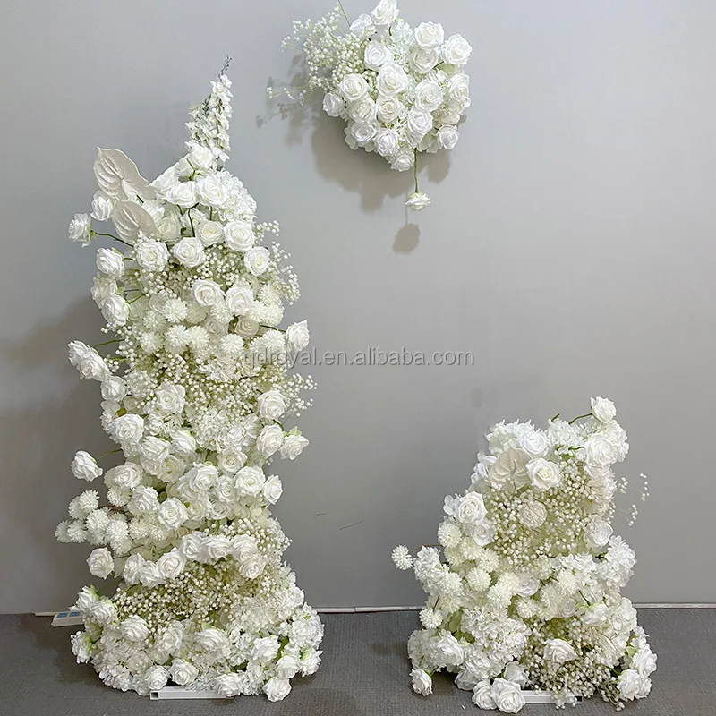 Customized Floral Design Artificial Flower Rows Wedding Backdrop Arch Frame With Flowers