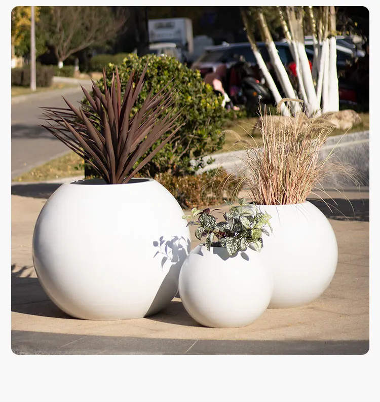 Outdoor Metal Round Ball Shaped Flower Pot Plant Garden Outdoor Flower