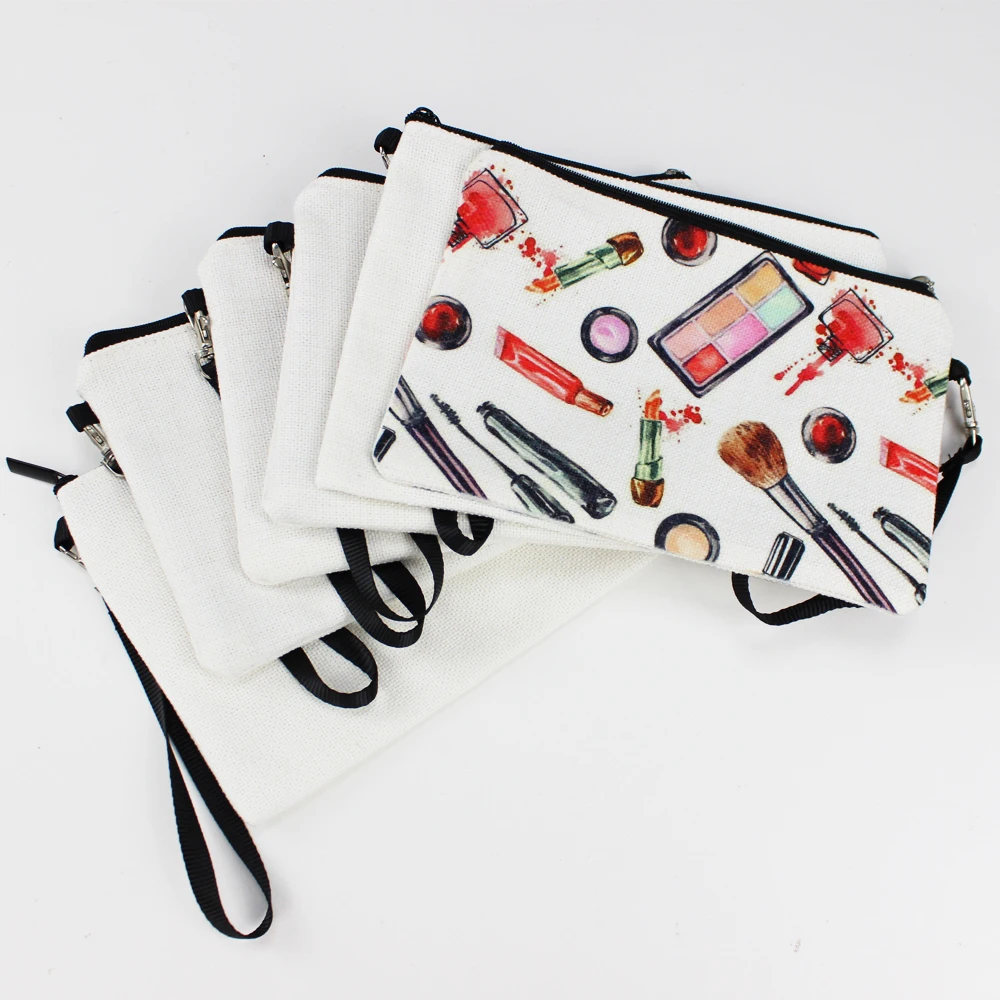 Sublimation Blank Makeup Bag DIY Heat Transfer Pencil Case Bag Sublimation  Linen Cosmetic Bag