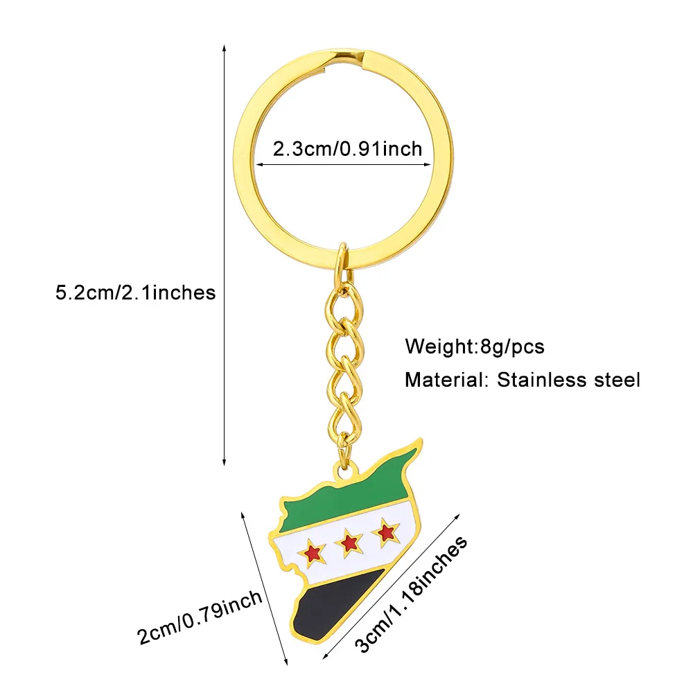 Promotion Fashion Cheap Price 2*3cm Stainless Steel Syria Revolution Map Flag Pendant Keychain