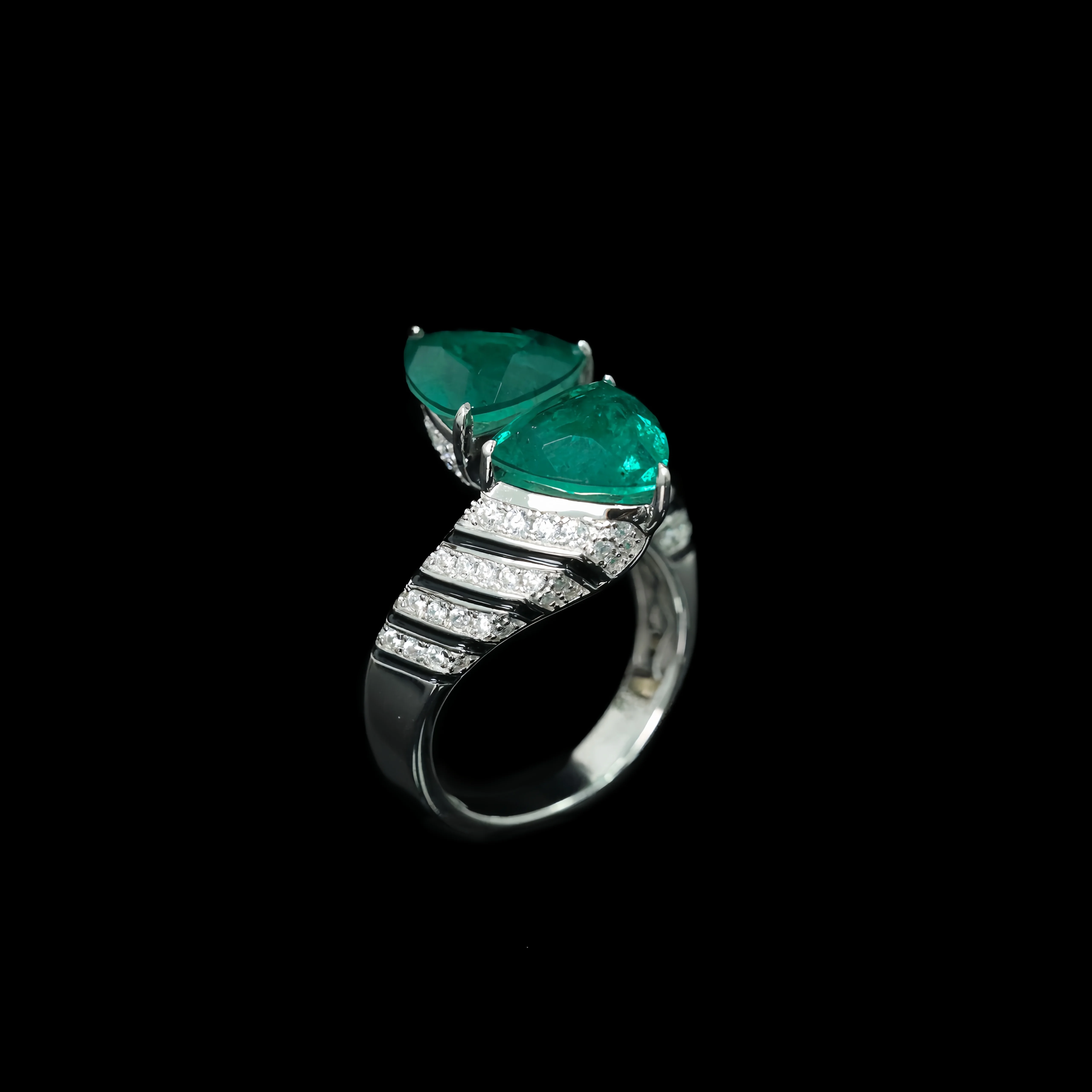 MUSHAN Jewelry Factory 925 Sterling Silver Adjustable Ring Luxury Designer Green High Carbon Diamond Fine Jewelry Women Rings