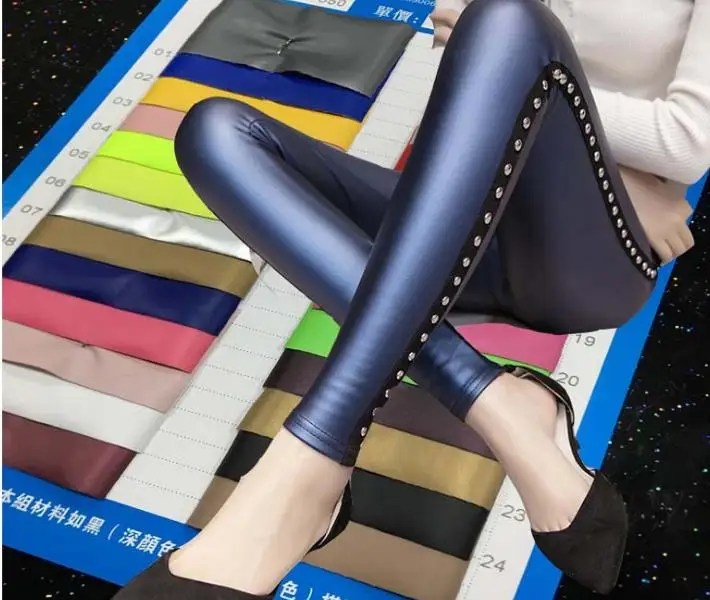 Ultra-Bright Black Mirror Four-Sided Stretch PU Fabric Pants Dresses Solid Color Soft Waterproof Clothing Elastic Finished