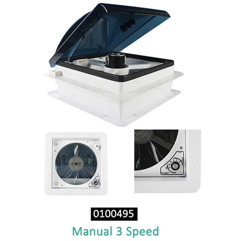 TYTXRV Caravan Accessories 340mm Manual Control RV Roof Vent Fan 3 Speeds Caravan Skylight Exhaust Fan