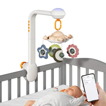 TUMAMA Wireless Connection Baby Mobiles With Star Projection 360 Rotation Baby Toys Kids Musical Baby Crib Mobile