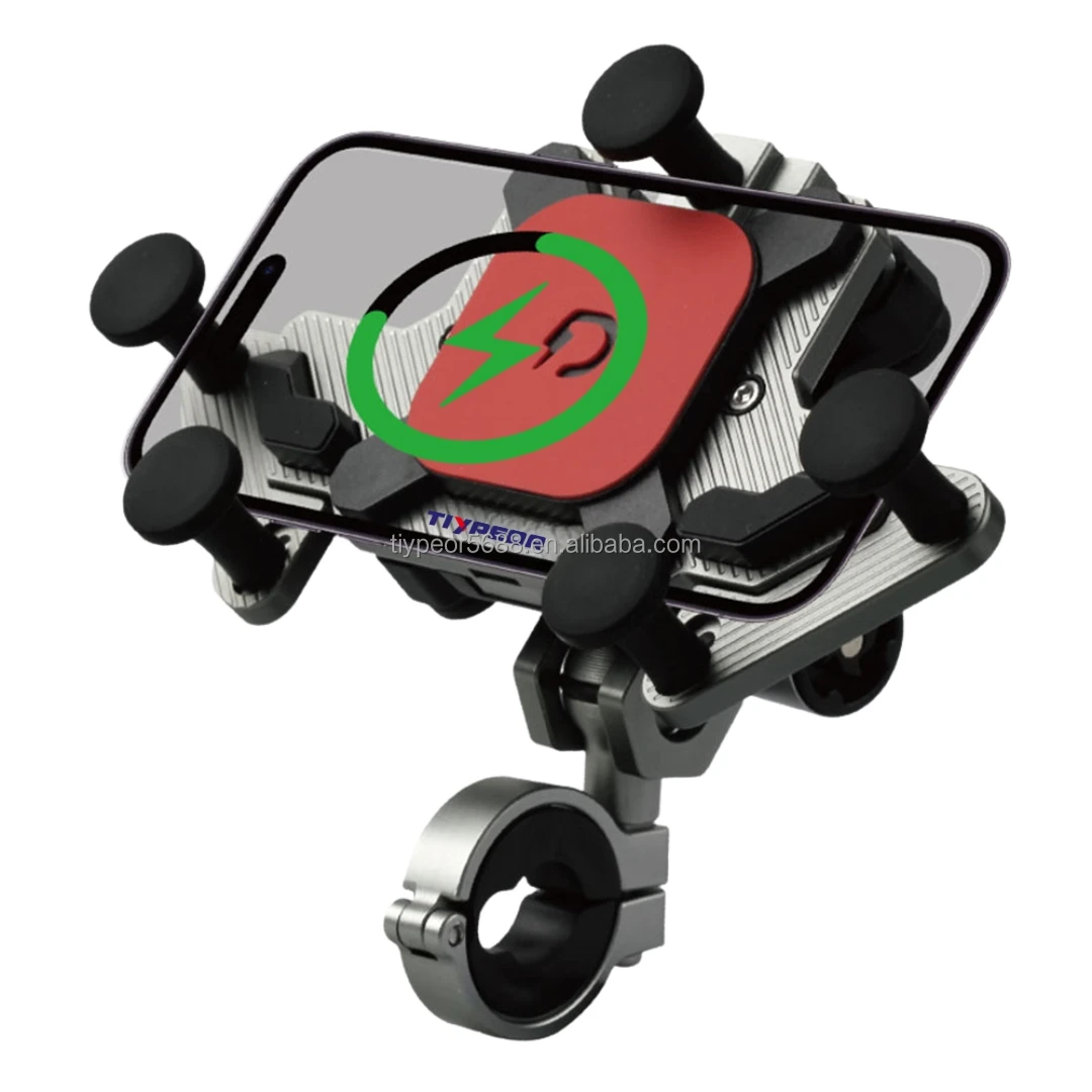 product tiypeor universal motorcycle bicycle bracket maglev shock absorption 15w wireless charger mobile phone 360 degree adjustment-2