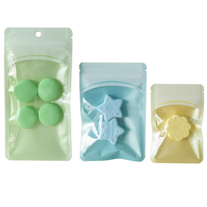 Custom Logo Macaron Pink Color Mylar Ziplock Bag Sealable Packaging  Bags with One Side Clear for Makeup Brush Eyelash