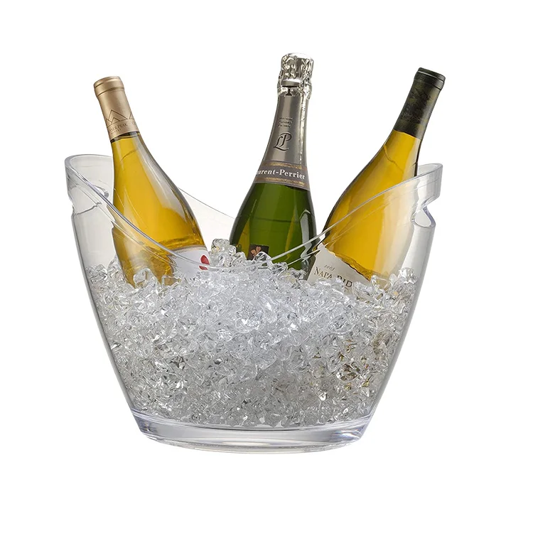 Standard Factory Price Eco Friendly Food Grade Transparent Color Acrylic Double Wall Plastic Ice Bucket With OEM with Custom Logo