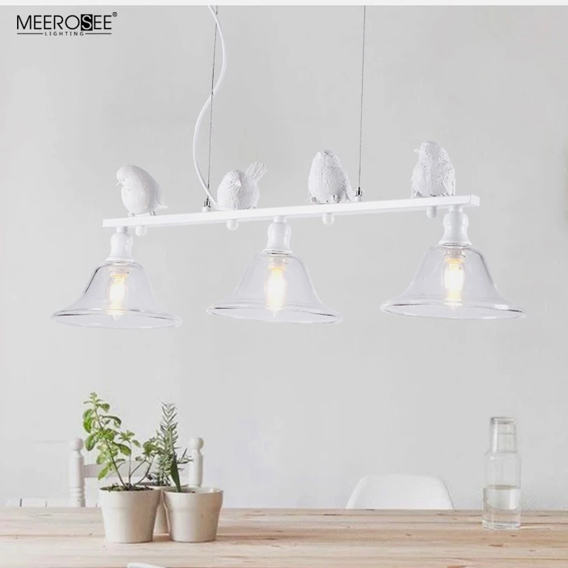 Meerosee Cheap Price Pendant lamp with Resin Birds Suspension Lighs for Dinning Table Kitchen Bar MD86785