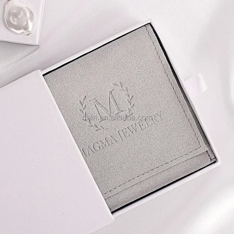 Customize Microfiber Fabric Envelop Small Luxury Jewelry Packaging Pouch Microfiber Bag With Enbossed