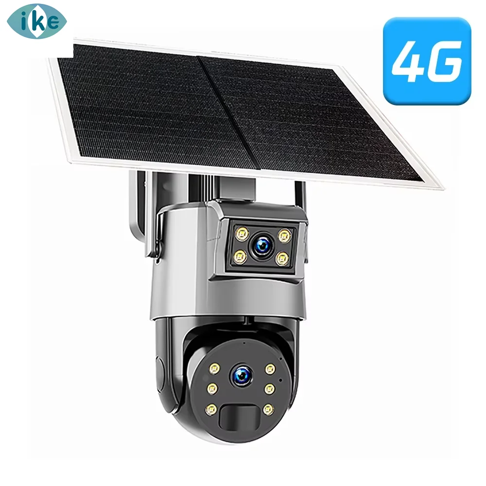 Ubox Dual Lens Solar Powered 4G LTE SIM Card CCTV PTZ 3MP+3MP 6MP Security  WIFI IP Camera With 8W Solar Panel 10000mAh Battery