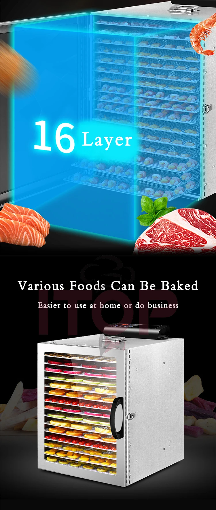 Commercial Food Dryer Herb Industrial Drying Machine 12 Layers Secador