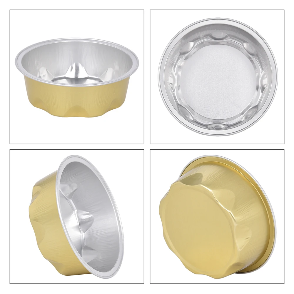 product y100 338oz 100ml disposable restaurant baking aluminium round foil food containers with lid cover for takeaway food-6