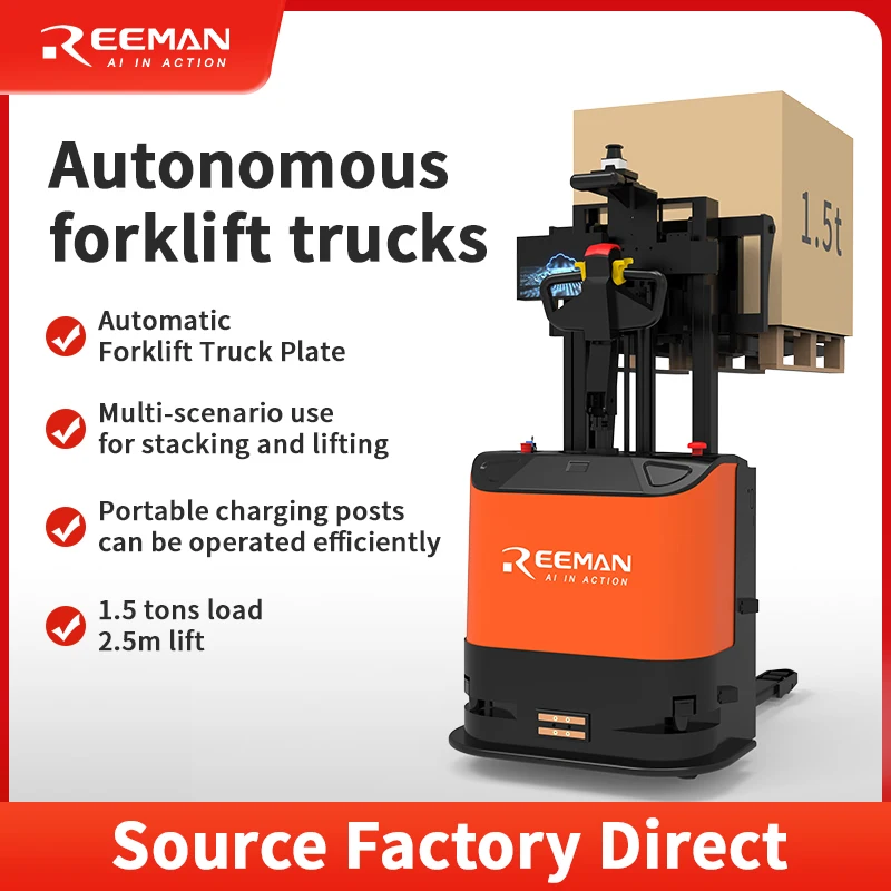 REEMAN Autonomous AGV Pallet Stacker Forklift 1200kg Load Capacity AC ...