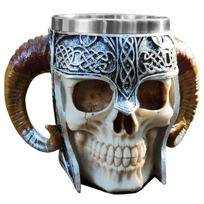 Atlantic Collectibles Viking RAM Horned Pit Lord Warrior Skull