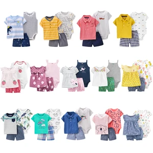 6m to 24m T-shirt Romper 3-piece Baby Boys and Girls Clothing Sets for Summer