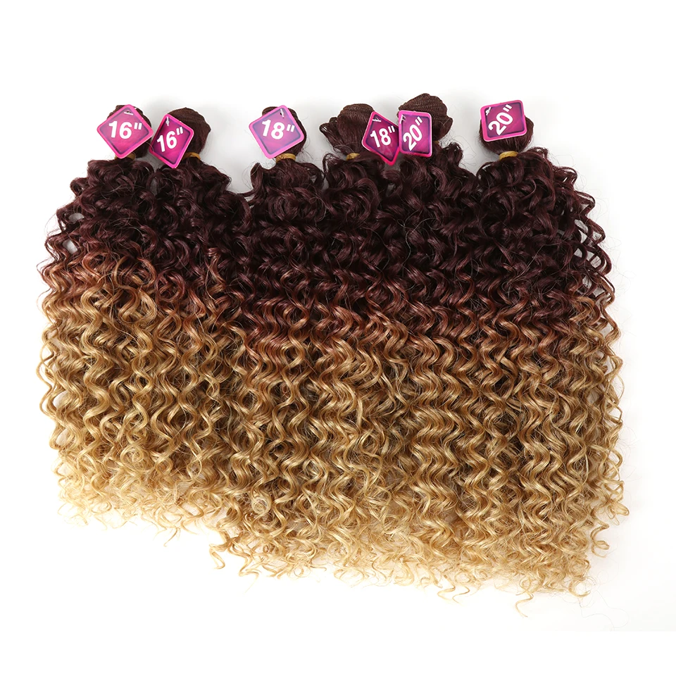 Synthetic Hair Weave 4 Bundles 16-20 Inches Kinky Curly Heat Resistant Amazon.com : Afro Kinky Curly Quick Weave Synthetic Hair  main image 4
