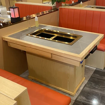 Top Level Korean Table Barbecue Modern Appearance Style Stainless Steel Hot Pot Table for Barbecue