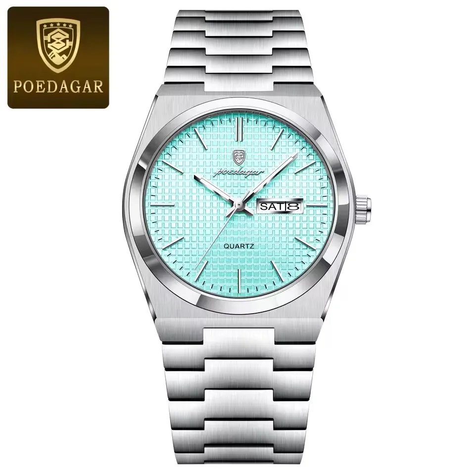 For Men's Stainless Steel Quartz Watch 821 Luxury Charm Oval Case Waterproof Week Display Luminous Hands 40mm Dial