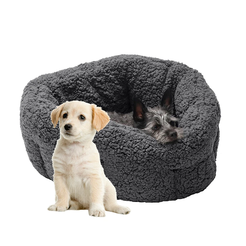 China manufacture cute eco friendly high quality indestructible nest donut plush cat pet dog beds