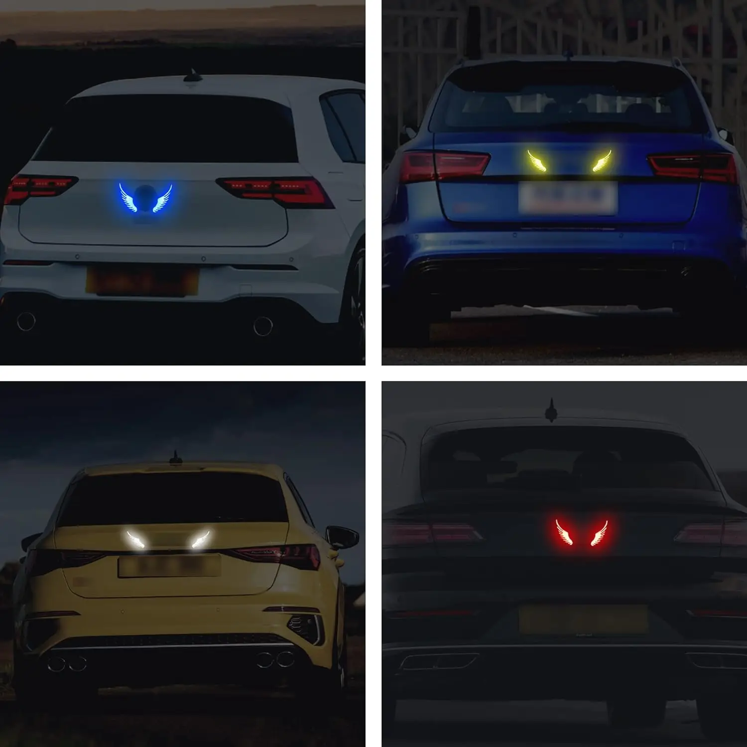 Reflective Angel Wings Stickers for Car Safety Warning High-Intensity Night Visibility Anti-Collision Reflective Decals