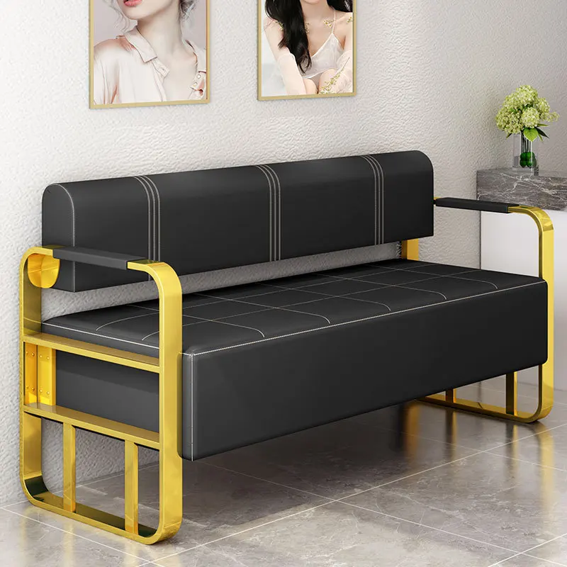 Modern Design Barber Shop Waiting Chair New Internet Celebratory Simple Long Hair Salon Sofa Made of Metal