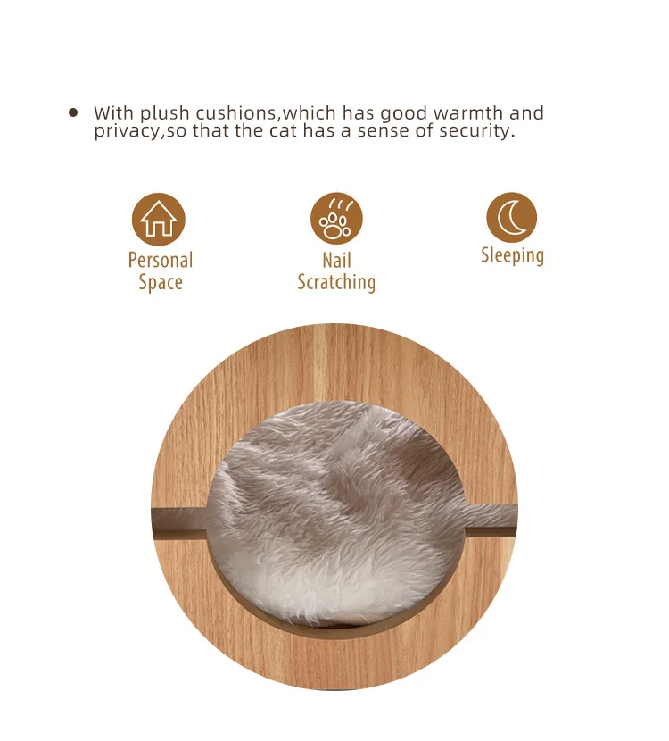 Luxury Anti Sway Easy Assemble Solid Wood Durable Cat Hammock Large Soft Plush Bed Stool Furniture