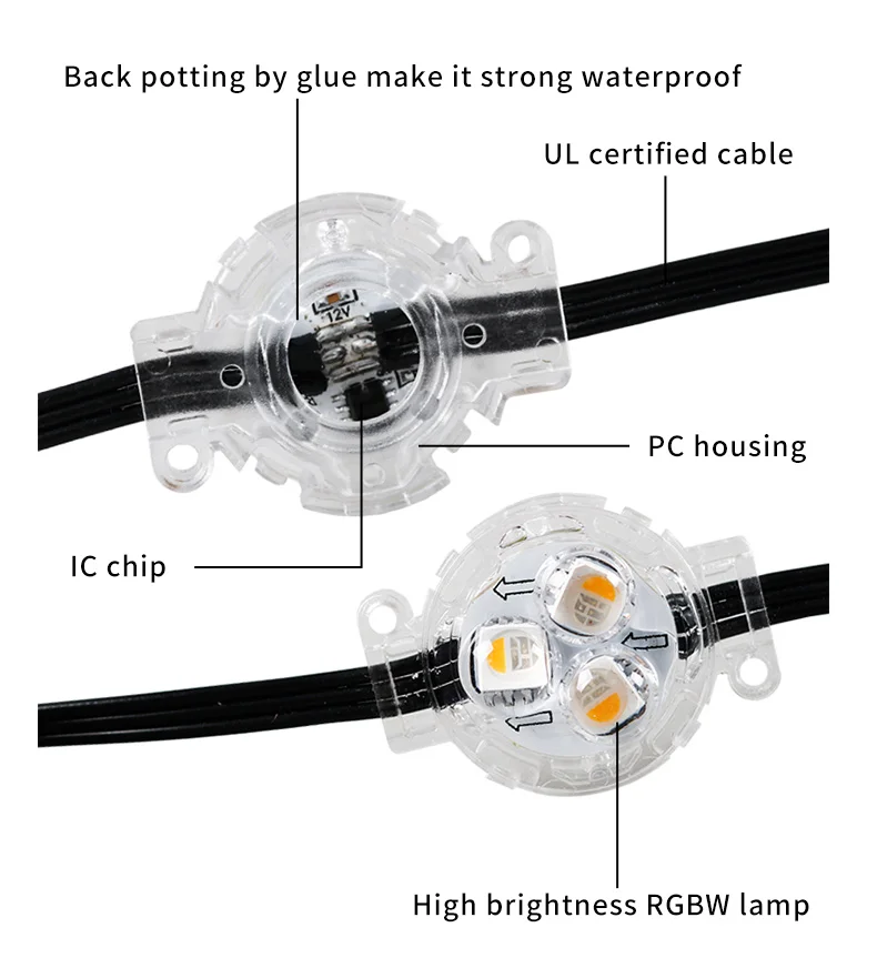 Ucs2904 Rgbw Led Pixel Aluminum Track Point Lights 30mm 12v Ip68