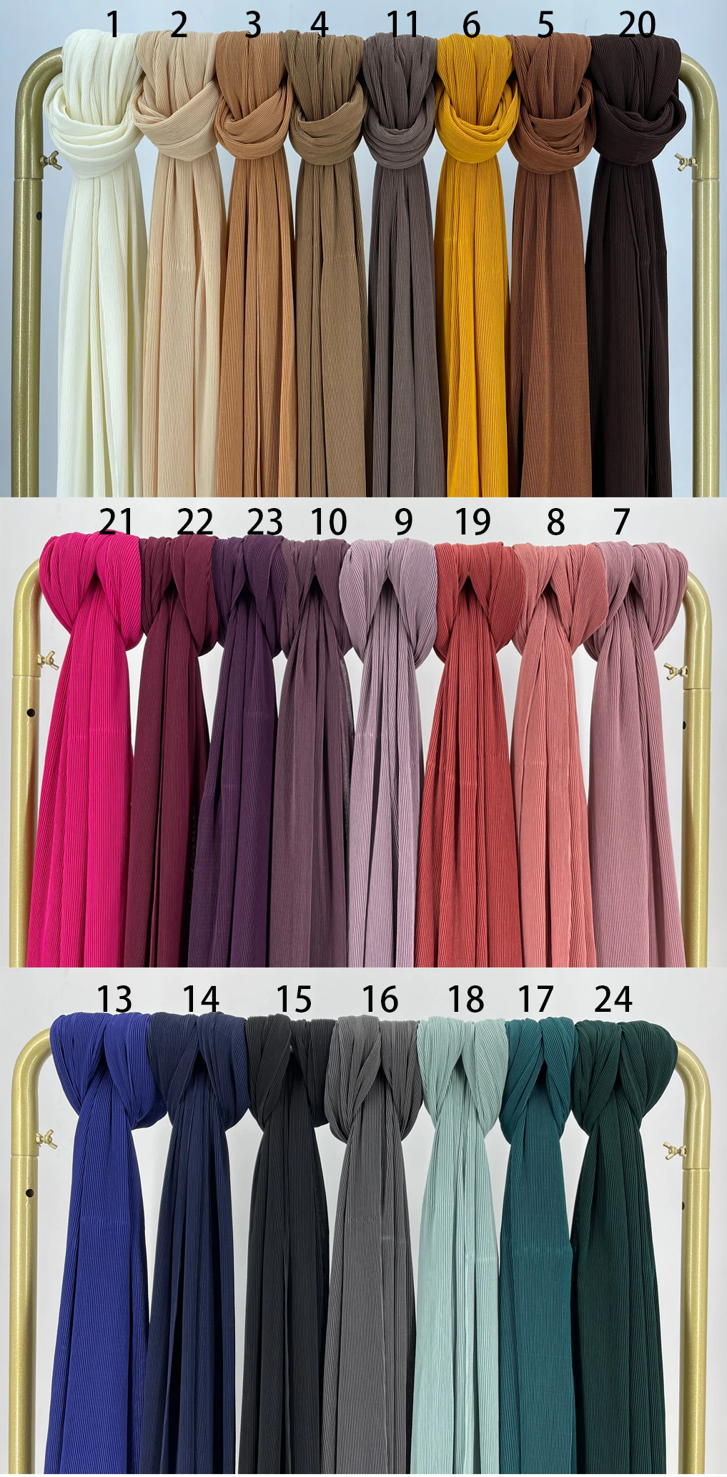 2021 Classic Thicker Plain Color Crinkle Pleated Chiffon Shawl Mini