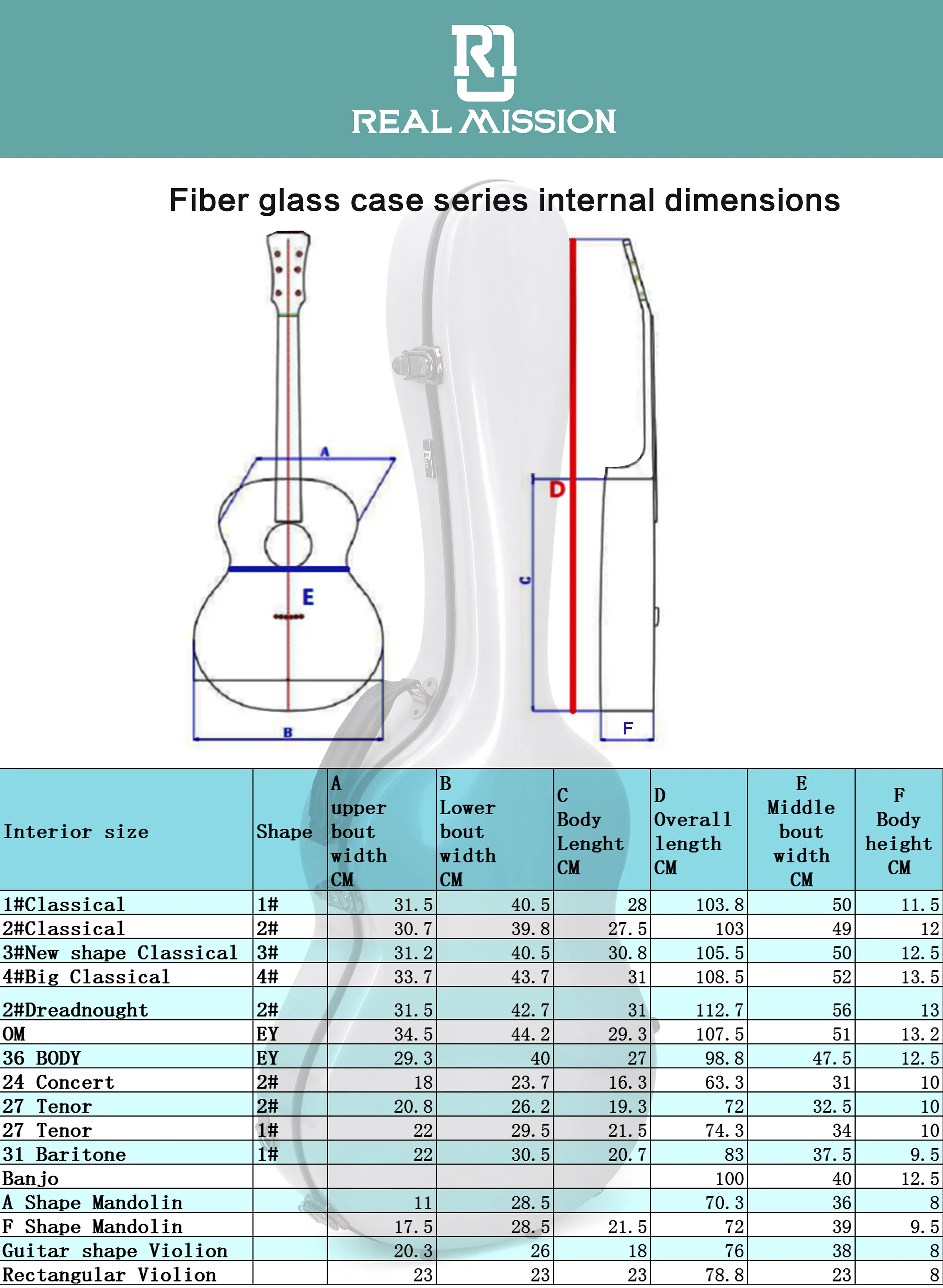 Fluorite Real mission Rainbow Instrument case bags  Equipment Hard Bag Portable Zipper  fiberglass Guitar hard  Case supplier