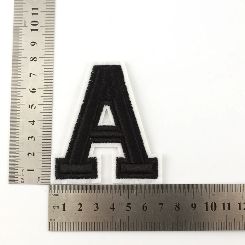 Patch Letters Black White 3D Embroidered 7.5cm Iron On Sew On