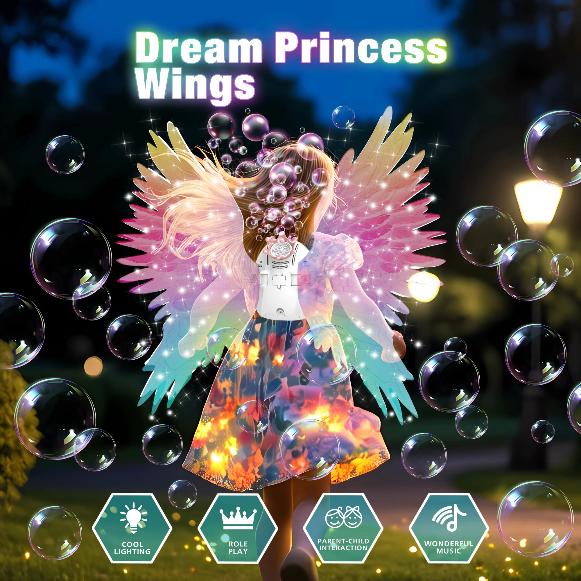 Butterfly Wings Electric Light Moving Music Angel Wings Kids Gift Birthday Party With Spray Can Blow Bubbles Toys