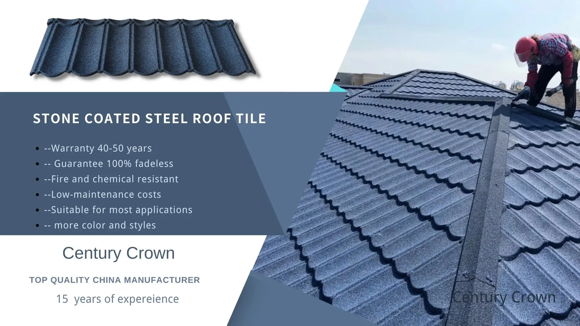 Metal Roofing Sheets Prices Wood Tile 0.4 0.5mm Black Color Stone