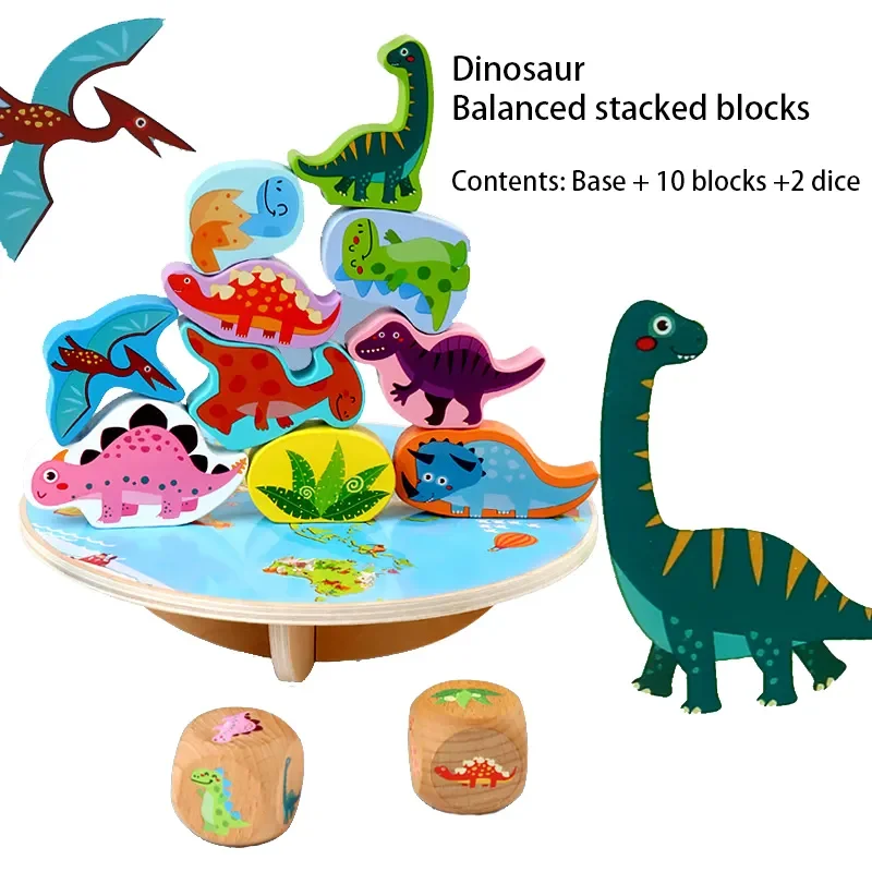 Hot Sale Children Wooden Round Plate Cute Animal Dinosaur Swing Balance ...