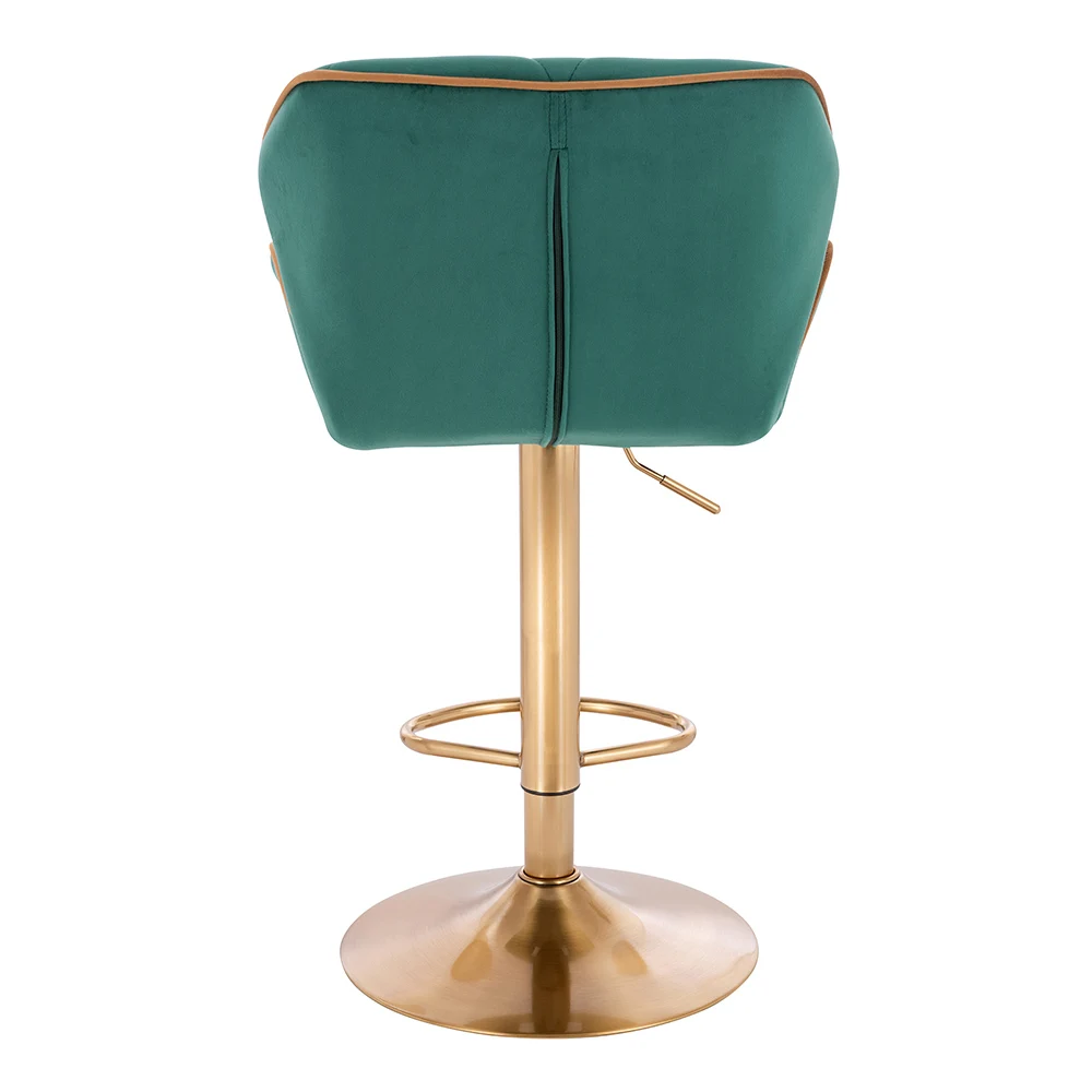 Оптовая продажа, высокий барный стул, Регулируемый поворотный бархатный барный стул с золотыми ножками