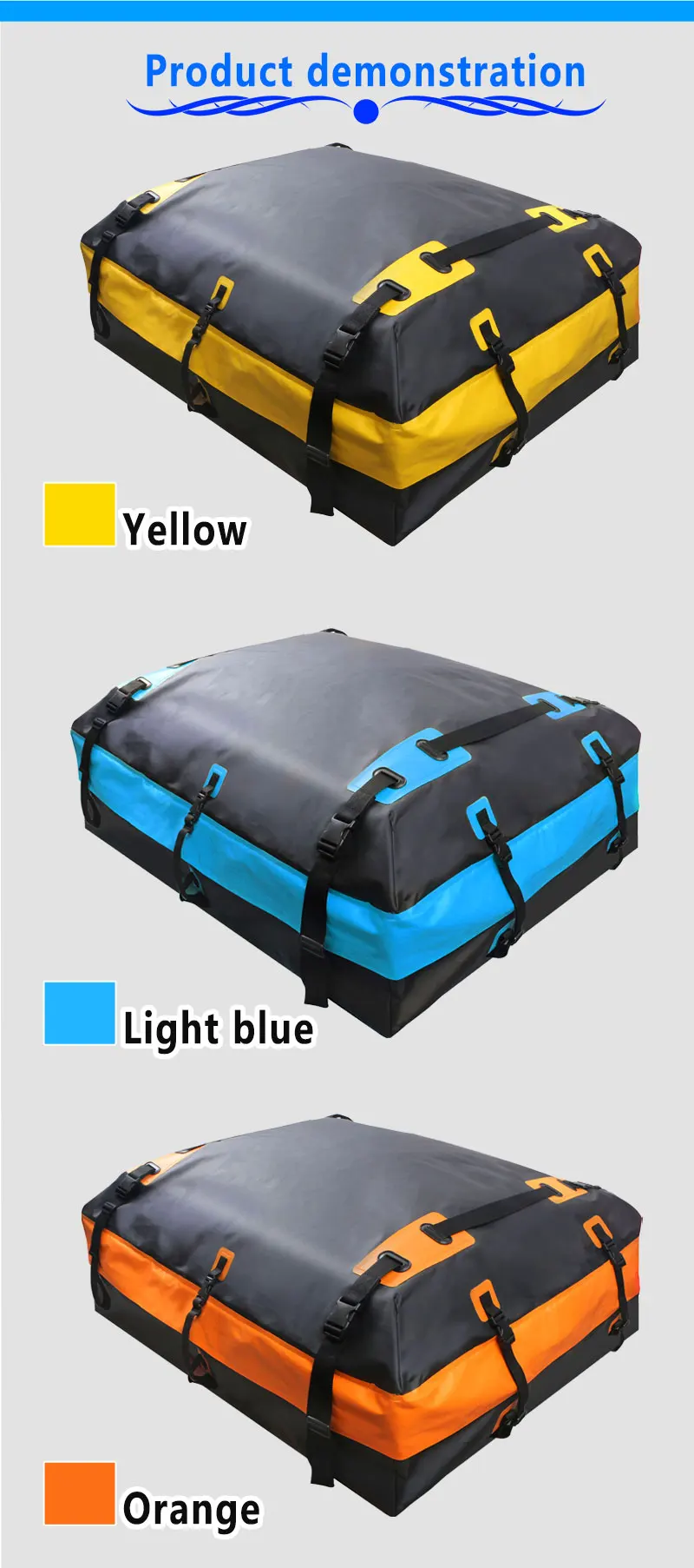Waterproof 15 Cubic Feet Car Roof Cargo Carrier Traveling Bag Rooftop Storage Bag For Car SUV
